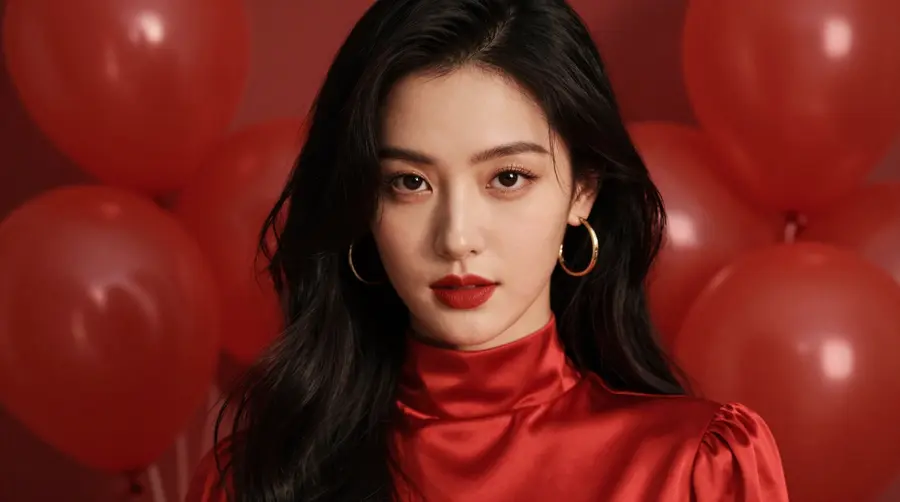 美女 暖红胶片风东亚女性特写